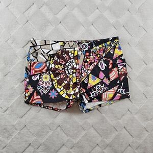 Emilio Pucci Black Multicolor Mosaic Print Denim Shorts